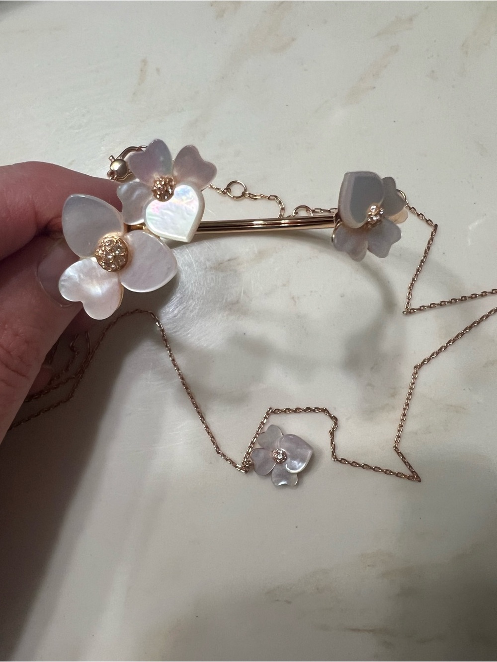 kate spade Rose Gold Flower Bangle and Necklace Set with Pearl Accents - Picture 3 of 3